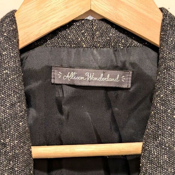 EUC Allison Wonderland 4 Grey Wool Accent Pocket Crop Blazer - Picture 3 of 6